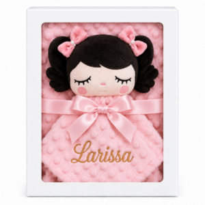 KIT MANTA COM NANINHA PERSONALIZADA BONEQUINHA CACHINHO ROSA