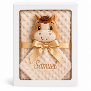 KIT MANTA COM NANINHA PERSONALIZADO CAVALINHO BEGE