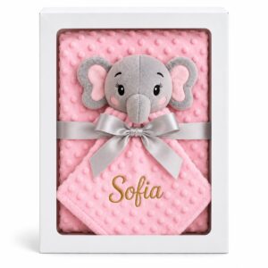 KIT MANTA COM NANINHA PERSONALIZADO ELEFANTINHA ROSA